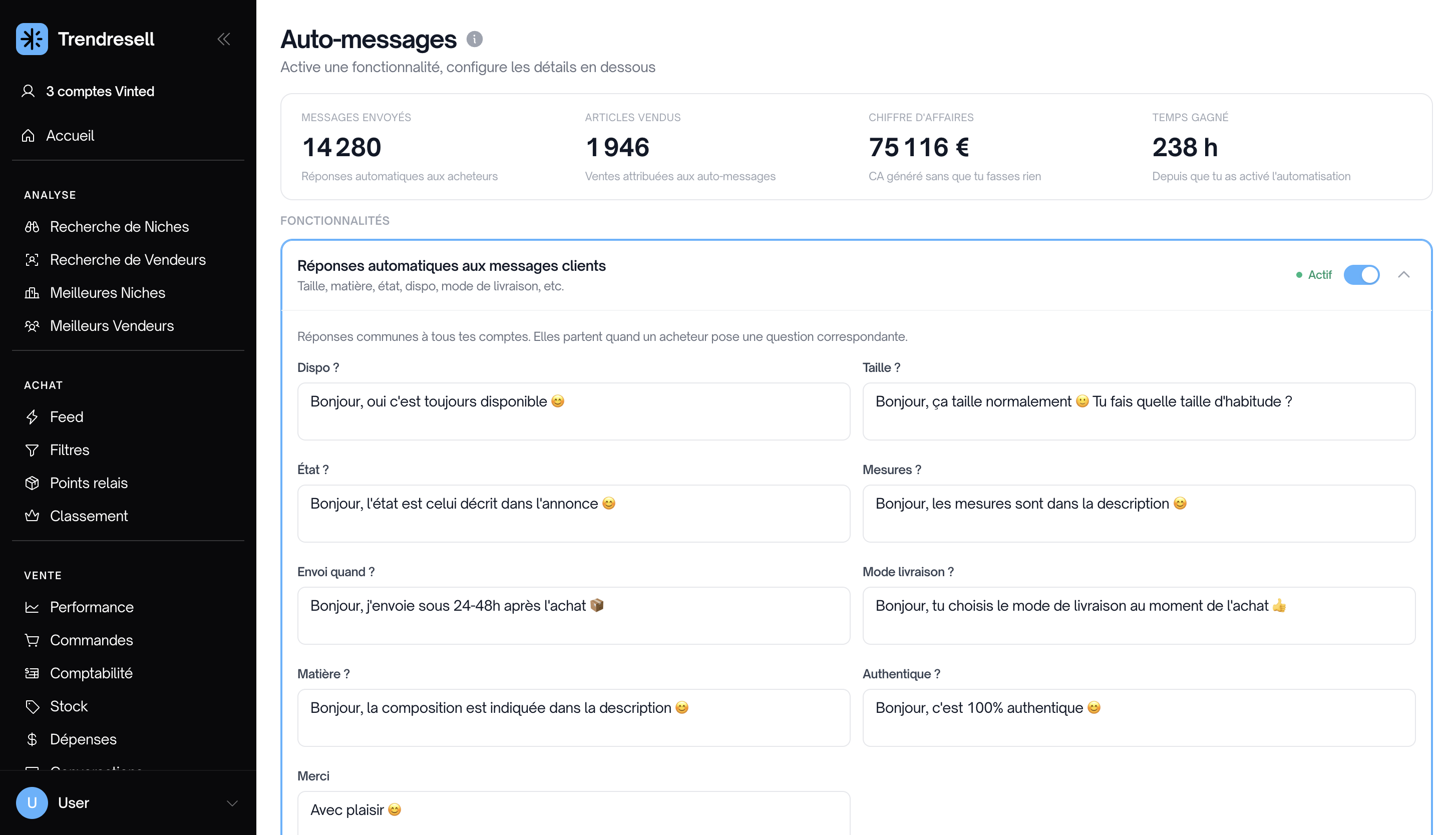 Réponses automatiques