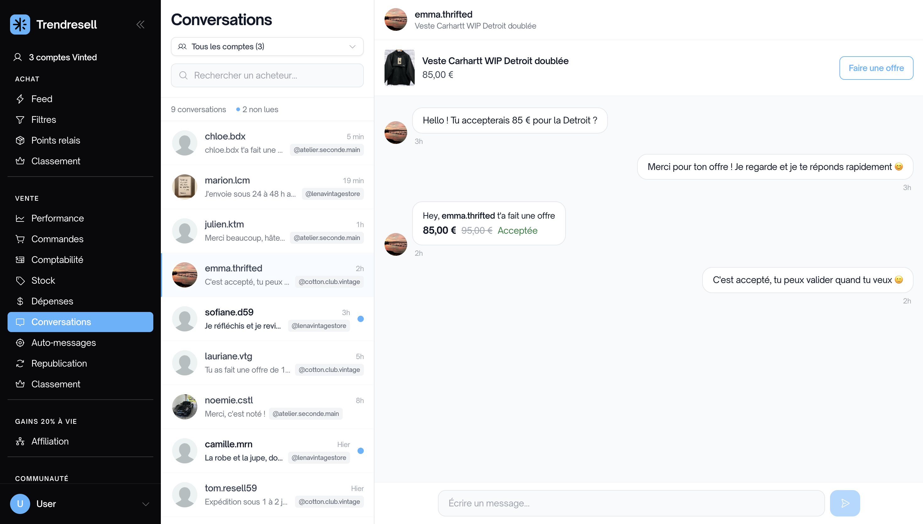 Offres et messages